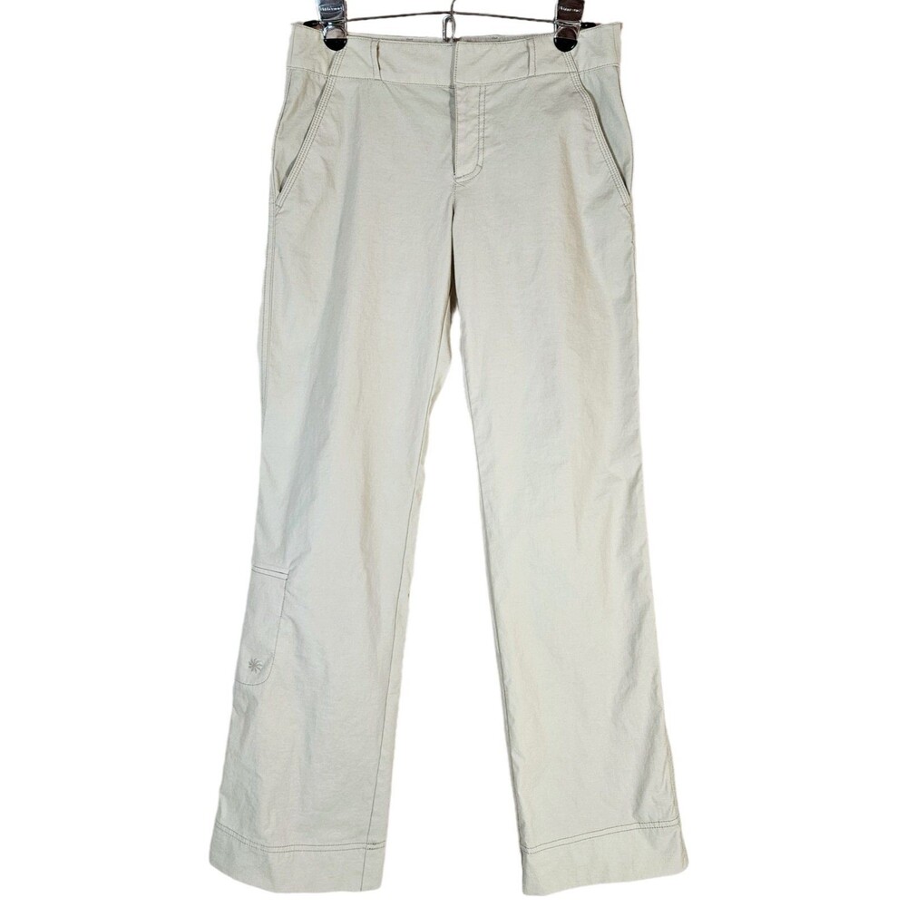 Athleta Flare Leg Hiking Pants Women's 2 Khaki Outdoor Nylon Cargo Mesh 689541